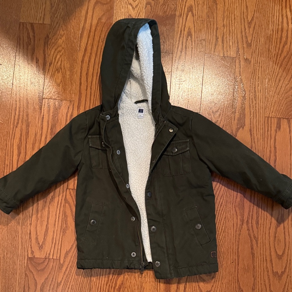 Janie and Jack Kids Hooded Jacket with Sherpa Lining - Black